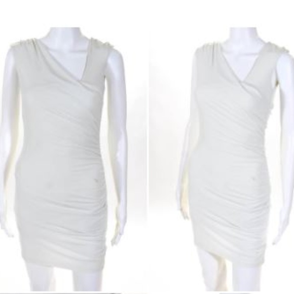Graham & Spencer Ivory Ruched Stretch Knit Dress P